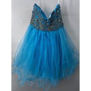 Tony Bowls Blue Party Dress Size 10 strapless beaded heavy women's